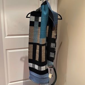 Dusty Teal Color Block House Check Half Mega Blanket Scarf